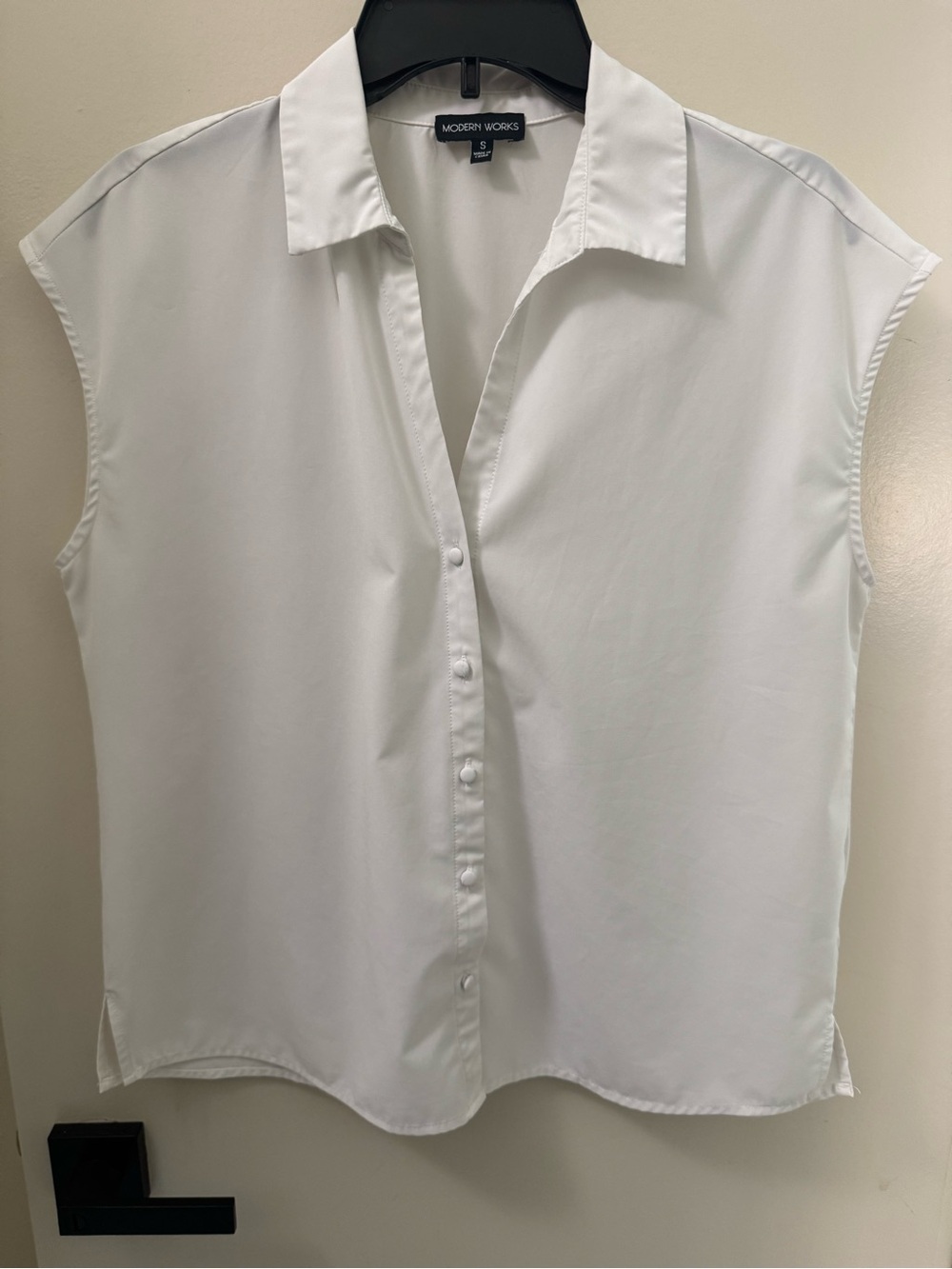 White Cap Sleeve Button-Front Blouse Size Small